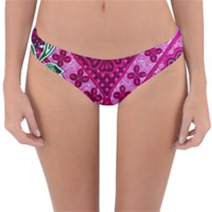 Pink Batik Cloth Fabric Reversible Hipster Bikini Bottoms