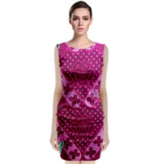 Pink Batik Cloth Fabric Classic Sleeveless Midi Dress by BangZart