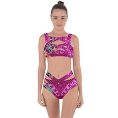 Pink Batik Cloth Fabric Bandaged Up Bikini Set 