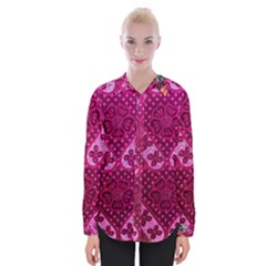 Pink Batik Cloth Fabric Womens Long Sleeve Shirt