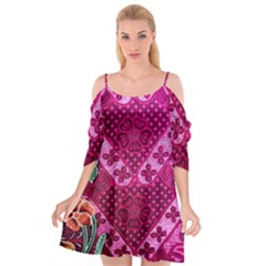 Pink Batik Cloth Fabric Cutout Spaghetti Strap Chiffon Dress by BangZart