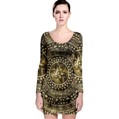 Gold Roman Shield Costume Long Sleeve Bodycon Dress by BangZart