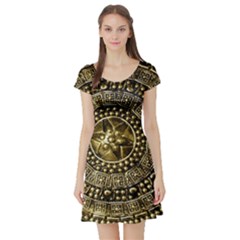 Gold Roman Shield Costume Short Sleeve Skater Dress by BangZart