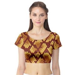 Snake Skin Pattern Vector Short Sleeve Crop Top (tight Fit)