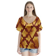 Snake Skin Pattern Vector Flutter Sleeve Top by BangZart