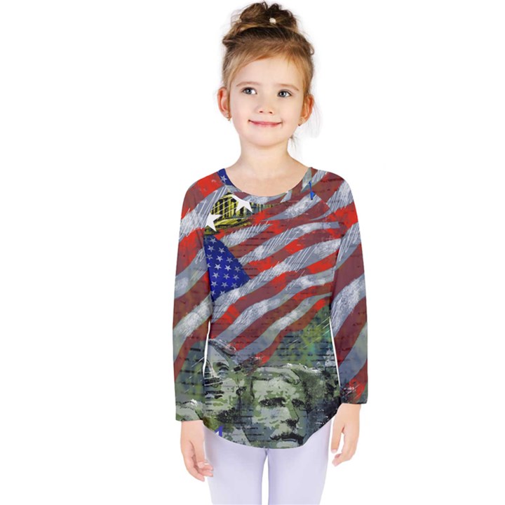 Usa United States Of America Images Independence Day Kids  Long Sleeve Tee