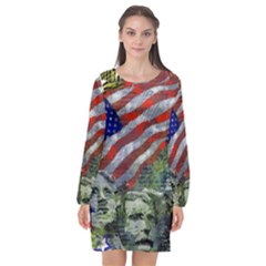 Usa United States Of America Images Independence Day Long Sleeve Chiffon Shift Dress  by BangZart