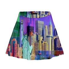 New York City The Statue Of Liberty Mini Flare Skirt by BangZart