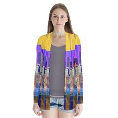 New York City The Statue Of Liberty Drape Collar Cardigan