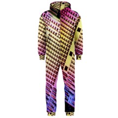 Optics Electronics Machine Technology Circuit Electronic Computer Technics Detail Psychedelic Abstra Hooded Jumpsuit (men)  by BangZart