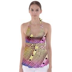 Optics Electronics Machine Technology Circuit Electronic Computer Technics Detail Psychedelic Abstra Babydoll Tankini Top by BangZart