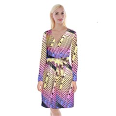 Optics Electronics Machine Technology Circuit Electronic Computer Technics Detail Psychedelic Abstra Long Sleeve Velvet Front Wrap Dress by BangZart