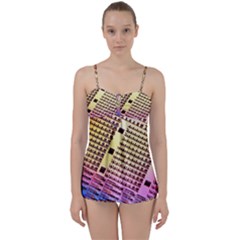 Optics Electronics Machine Technology Circuit Electronic Computer Technics Detail Psychedelic Abstra Babydoll Tankini Set by BangZart