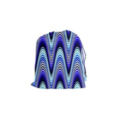 Waves Blue Drawstring Pouches (small)  by Colorfulart23