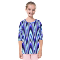 Waves Blue Kids  Quarter Sleeve Raglan Tee