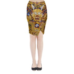 Chinese Dragon Pattern Midi Wrap Pencil Skirt by BangZart