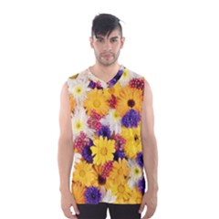 Colorful Flowers Pattern Men s Basketball Tank Top