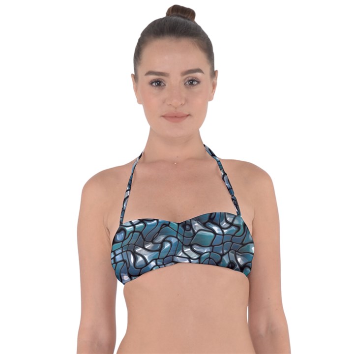 Old Spiderwebs On An Abstract Glass Halter Bandeau Bikini Top