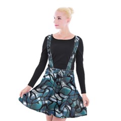 Old Spiderwebs On An Abstract Glass Suspender Skater Skirt