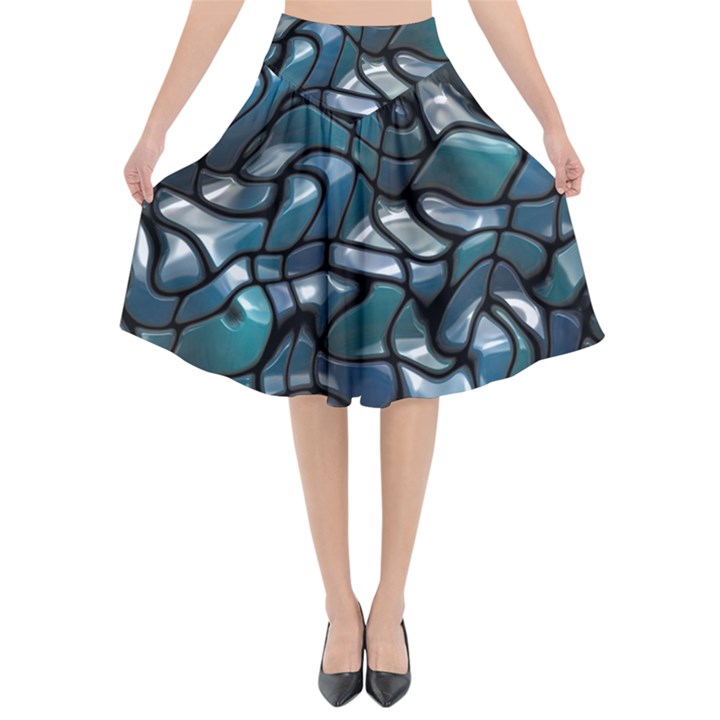 Old Spiderwebs On An Abstract Glass Flared Midi Skirt