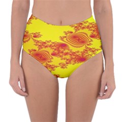 Floral Fractal Pattern Reversible High-waist Bikini Bottoms by BangZart