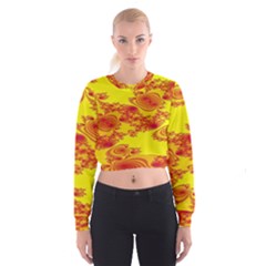 Floral Fractal Pattern Cropped Sweatshirt by BangZart