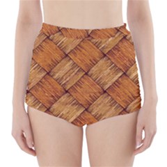 Vector Square Texture Pattern High-waisted Bikini Bottoms by BangZart