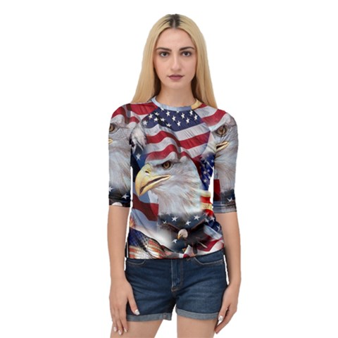 United States Of America Images Independence Day Quarter Sleeve Tee by BangZart