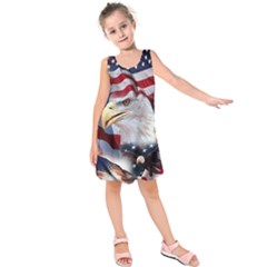 United States Of America Images Independence Day Kids  Sleeveless Dress by BangZart