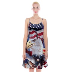 United States Of America Images Independence Day Spaghetti Strap Velvet Dress by BangZart