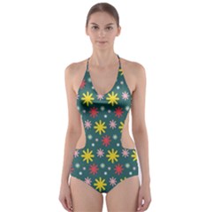 The Gift Wrap Patterns Cut-out One Piece Swimsuit