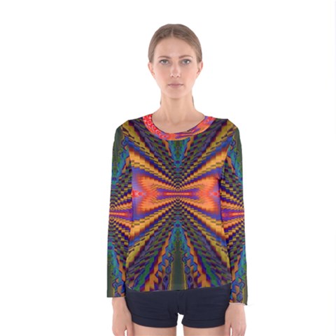 Casanova Abstract Art Colors Cool Druffix Flower Freaky Trippy Women s Long Sleeve Tee by BangZart