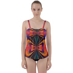 Casanova Abstract Art Colors Cool Druffix Flower Freaky Trippy Twist Front Tankini Set by BangZart