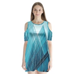 Glass Bulding Shoulder Cutout Velvet  One Piece by BangZart