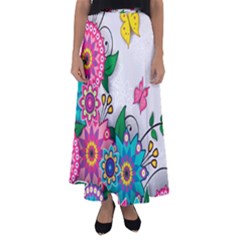 Flowers Pattern Vector Art Flared Maxi Skirt by BangZart