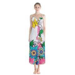 Flowers Pattern Vector Art Button Up Chiffon Maxi Dress