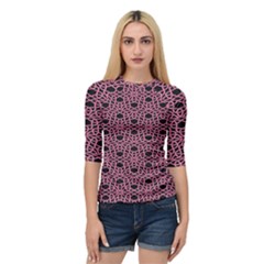 Triangle Knot Pink And Black Fabric Quarter Sleeve Tee