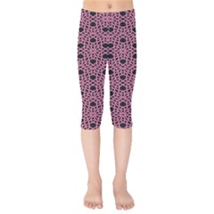 Triangle Knot Pink And Black Fabric Kids  Capri Leggings 