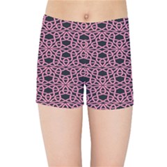 Triangle Knot Pink And Black Fabric Kids Sports Shorts