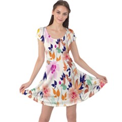 Vector Floral Art Cap Sleeve Dresses by BangZart