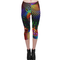 Colored Fractal Capri Leggings 