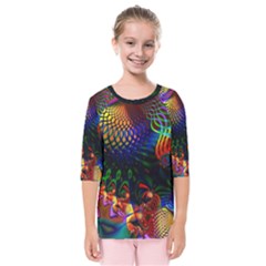 Colored Fractal Kids  Quarter Sleeve Raglan Tee