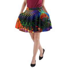 Colored Fractal A-line Pocket Skirt