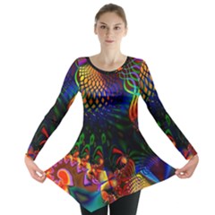 Colored Fractal Long Sleeve Tunic 