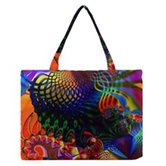 Colored Fractal Medium Zipper Tote Bag