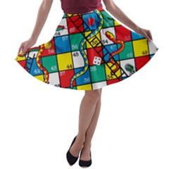 Snakes And Ladders A-line Skater Skirt by BangZart