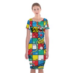 Snakes And Ladders Classic Short Sleeve Midi Dress by BangZart