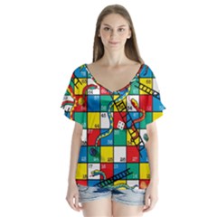 Snakes And Ladders Flutter Sleeve Top