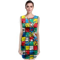 Snakes And Ladders Sleeveless Velvet Midi Dress by BangZart