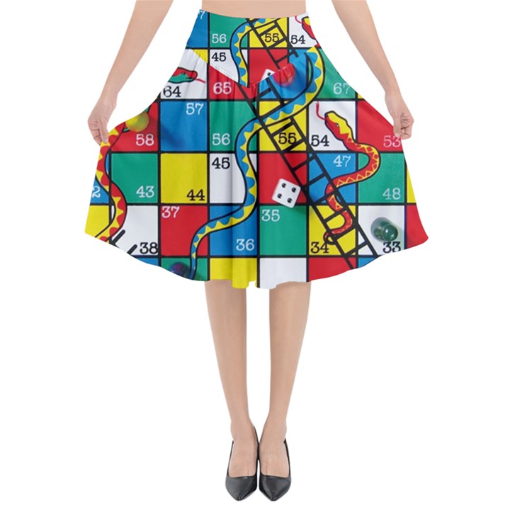 Snakes And Ladders Flared Midi Skirt